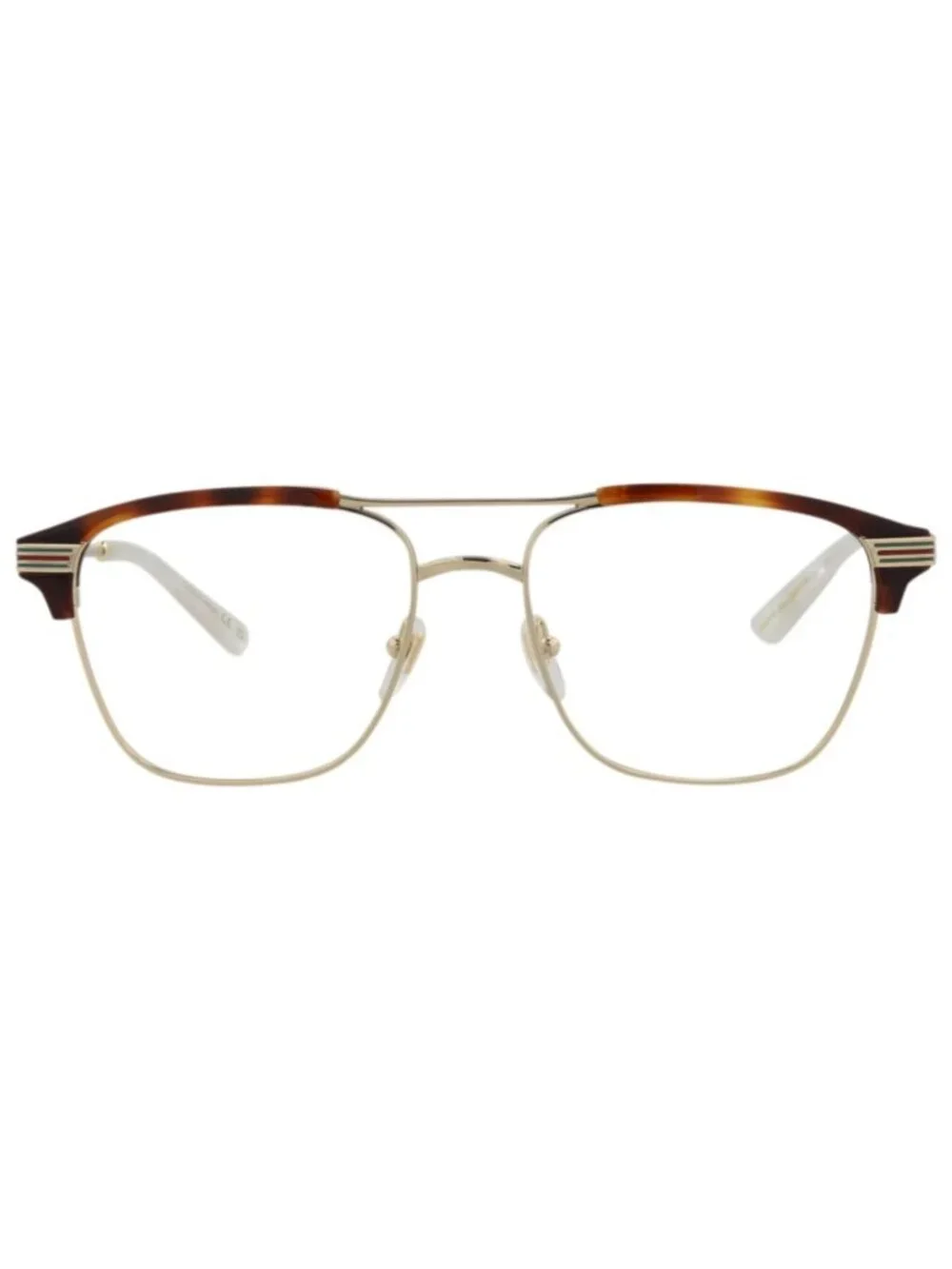 New Gucci Women's Eyeglasses Square Rectangle Metal Frame Mens Gold Gold